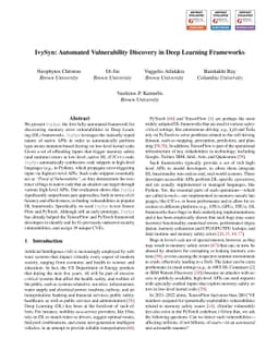 IvySyn: Automated Vulnerability Discovery in Deep Learning Frameworks
