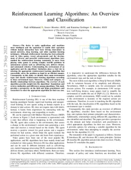 Reinforcement Learning Algorithms: An Overview and Classification