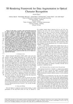3D Rendering Framework for Data Augmentation in Optical Character
  Recognition
