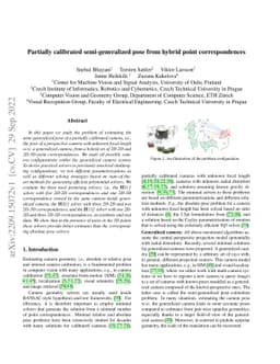 Partially calibrated semi-generalized pose from hybrid point
  correspondences