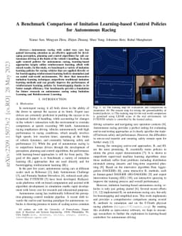 A Benchmark Comparison of Imitation Learning-based Control Policies for
  Autonomous Racing
