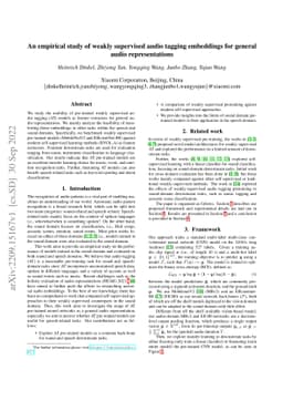 An empirical study of weakly supervised audio tagging embeddings for
  general audio representations