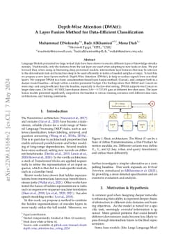 Depth-Wise Attention (DWAtt): A Layer Fusion Method for Data-Efficient
  Classification