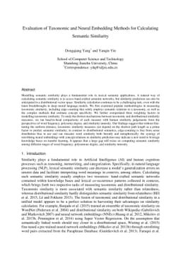 Evaluation of taxonomic and neural embedding methods for calculating
  semantic similarity