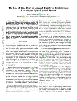 The Role of Time Delay in Sim2real Transfer of Reinforcement Learning
  for Cyber-Physical Systems