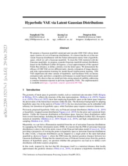 Hyperbolic VAE via Latent Gaussian Distributions