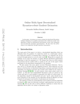 Online Multi-Agent Decentralized Byzantine-robust Gradient Estimation
