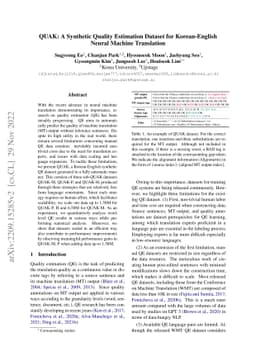 QUAK: A Synthetic Quality Estimation Dataset for Korean-English Neural
  Machine Translation