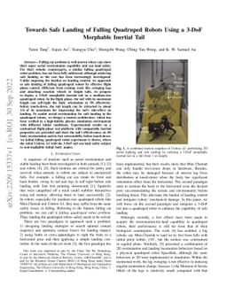 Towards Safe Landing of Falling Quadruped Robots Using a 3-DoF Morphable
  Inertial Tail