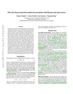 DELAD: Deep Landweber-guided deconvolution with Hessian and sparse prior