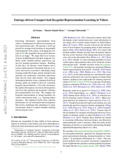 Entropy-driven Unsupervised Keypoint Representation Learning in Videos