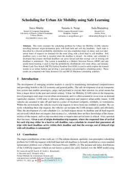 Scheduling for Urban Air Mobility using Safe Learning