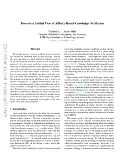 Towards a Unified View of Affinity-Based Knowledge Distillation