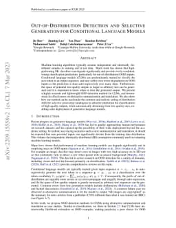 Out-of-Distribution Detection and Selective Generation for Conditional
  Language Models