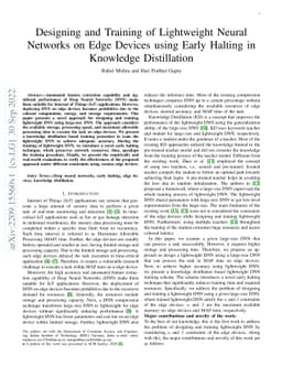 Designing and Training of Lightweight Neural Networks on Edge Devices
  using Early Halting in Knowledge Distillation
