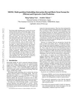 MEIM: Multi-partition Embedding Interaction Beyond Block Term Format for
  Efficient and Expressive Link Prediction