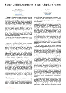 Safety-Critical Adaptation in Self-Adaptive Systems