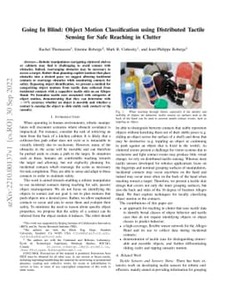 Going In Blind: Object Motion Classification using Distributed Tactile
  Sensing for Safe Reaching in Clutter