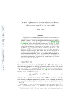 On the tightness of linear relaxation based robustness certification
  methods