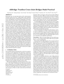 zkBridge: Trustless Cross-chain Bridges Made Practical