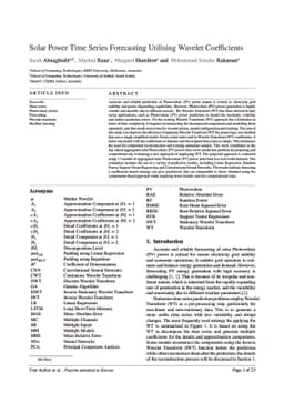 Solar Power Time Series Forecasting Utilising Wavelet Coefficients