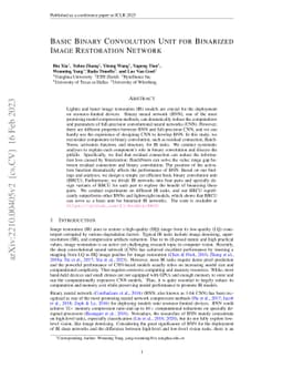 Basic Binary Convolution Unit for Binarized Image Restoration Network