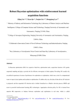 Robust Bayesian optimization with reinforcement learned acquisition
  functions