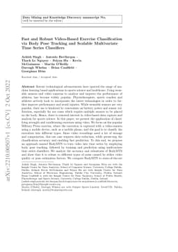 Fast and Robust Video-Based Exercise Classification via Body Pose
  Tracking and Scalable Multivariate Time Series Classifiers