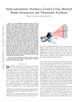Semi-autonomous Prosthesis Control Using Minimal Depth Information and
  Vibrotactile Feedback