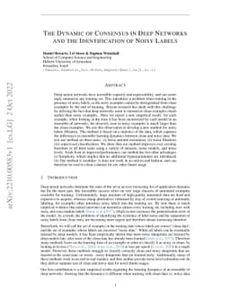 The Dynamic of Consensus in Deep Networks and the Identification of
  Noisy Labels