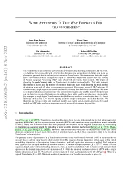 Wide Attention Is The Way Forward For Transformers?