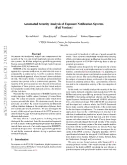 Automated Security Analysis of Exposure Notification Systems