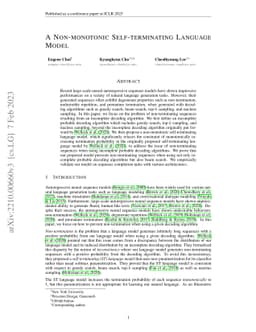 A Non-monotonic Self-terminating Language Model