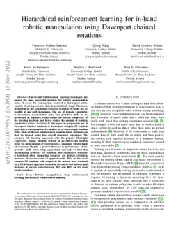 Hierarchical reinforcement learning for in-hand robotic manipulation
  using Davenport chained rotations