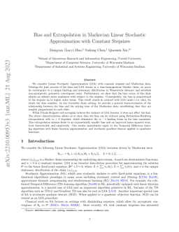 Bias and Extrapolation in Markovian Linear Stochastic Approximation with
  Constant Stepsizes