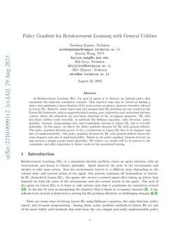 Policy Gradient for Reinforcement Learning with General Utilities