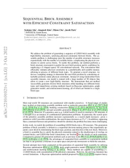 Sequential Brick Assembly with Efficient Constraint Satisfaction