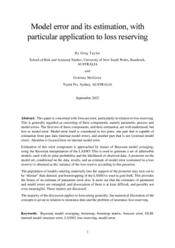 Model error and its estimation, with particular application to loss
  reserving