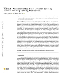 Automatic Assessment of Functional Movement Screening Exercises with
  Deep Learning Architectures