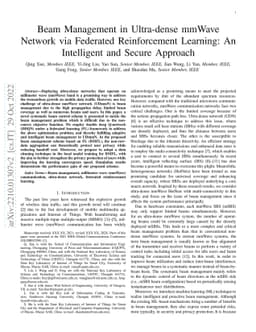 Beam Management in Ultra-dense mmWave Network via Federated
  Reinforcement Learning: An Intelligent and Secure Approach