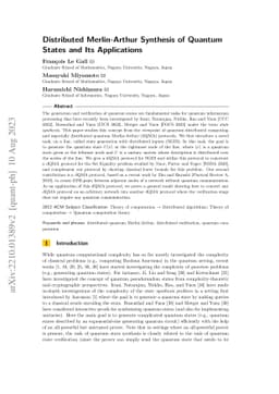 Distributed Merlin-Arthur Synthesis of Quantum States and Its
  Applications