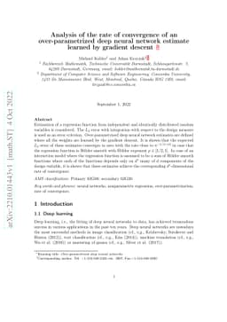 Analysis of the rate of convergence of an over-parametrized deep neural
  network estimate learned by gradient descent
