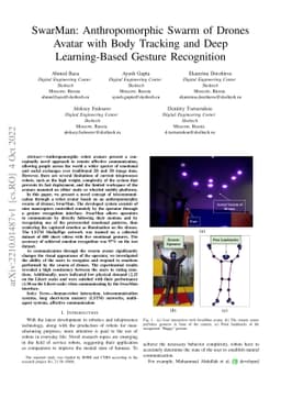 SwarMan: Anthropomorphic Swarm of Drones Avatar with Body Tracking and
  Deep Learning-Based Gesture Recognition