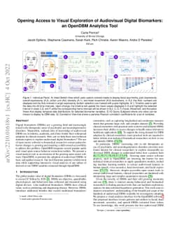 Opening Access to Visual Exploration of Audiovisual Digital Biomarkers:
  an OpenDBM Analytics Tool