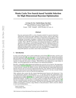 Monte Carlo Tree Search based Variable Selection for High Dimensional
  Bayesian Optimization