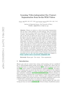 Learning Video-independent Eye Contact Segmentation from In-the-Wild
  Videos