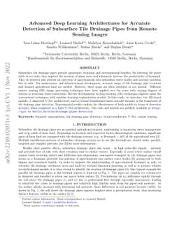Advanced Deep Learning Architectures for Accurate Detection of
  Subsurface Tile Drainage Pipes from Remote Sensing Images