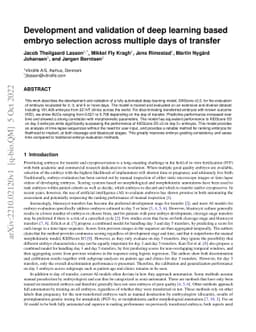 Development and validation of deep learning based embryo selection
  across multiple days of transfer