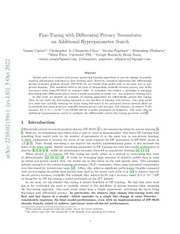 Fine-Tuning with Differential Privacy Necessitates an Additional
  Hyperparameter Search