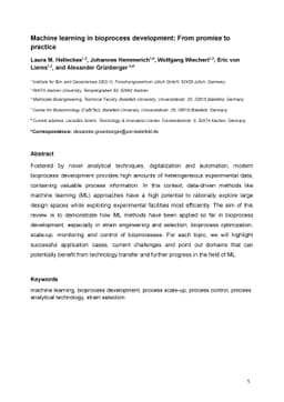 Machine learning in bioprocess development: From promise to practice